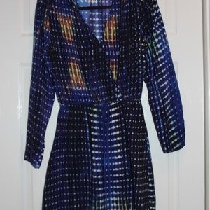New Parker Blue Print Button Front Dress Size S